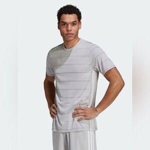 NWT [adidas] CAMPEON 21 Striped T-Shirt Soccer Jersey Grey Men's Small or Medium